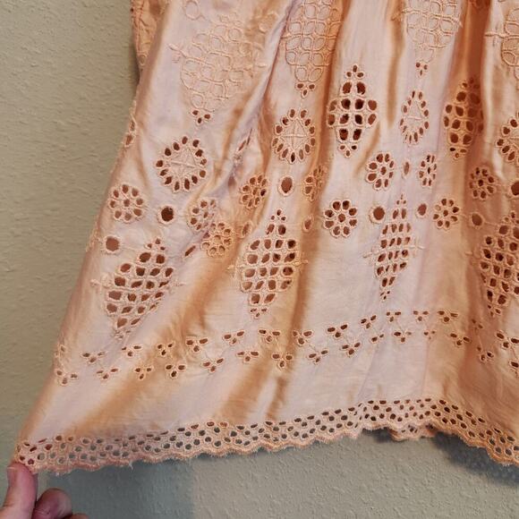 Anthropologie Sadie Peach Eyelet Swing Top Size 0 - Picture 6 of 11